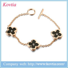 Black color clover bracelet ,New models Alloy jewelry gold chain bracelet black clover gold bracelet